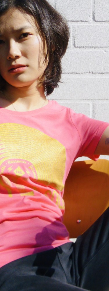 Vinyl is Solid T-Shirt in pink/gold